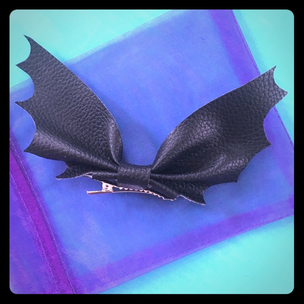 Bat wing hair clip vegan leather